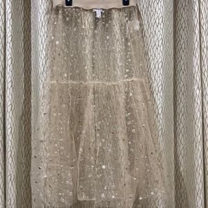 New Forever 21 Plus Size Sheer Floral Metallic Skirt 2X